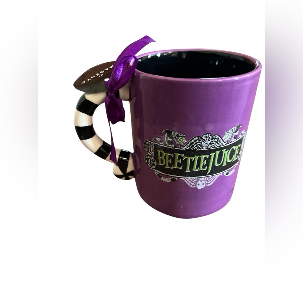 Beetlejuice Purple Mug with Black and White Handle